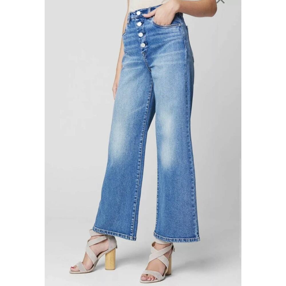 BLANKNYC Chrystie High Rise Button Fly Cropped Wide Leg Jeans Size 25